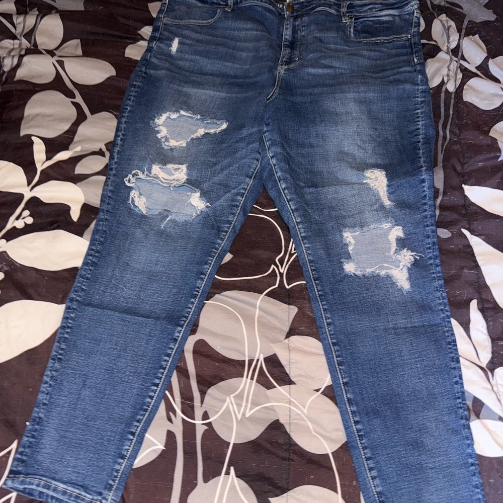 American Eagle Outfitters Blue Distressed Skinny Jeans